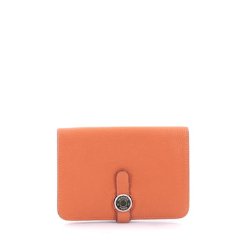 Hermes Dogon Compact Wallet Leather Orange 2398606