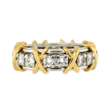 Tiffany & Co. Schlumberger Sixteen Stone Ring 18K Yellow Gold and Platinum with Diamonds