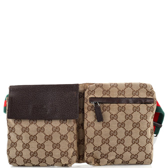 Gucci Vintage Double Belt Bag GG Canvas