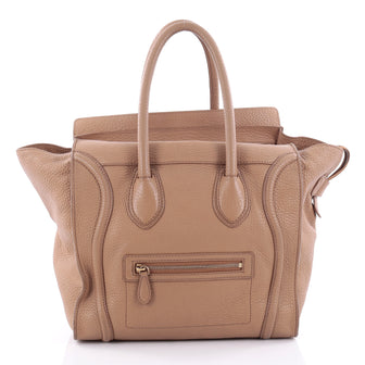 Celine Luggage Handbag Grainy Leather Mini Brown 2398702