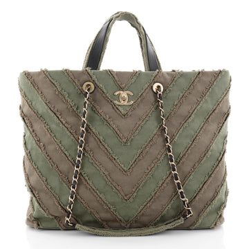 Chanel Shopping Tote Chevron Canvas Patchwork Large 2399202