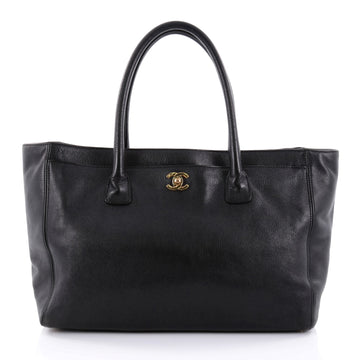 Chanel Cerf Executive Tote Leather Medium Black