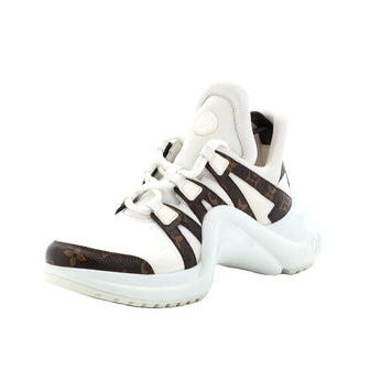Louis Vuitton White/Black Leather And Mesh Archlight Sneakers Size