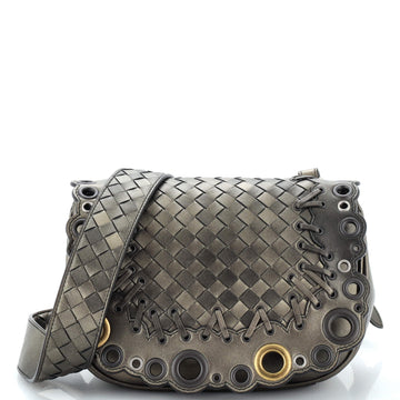 Bottega Veneta Luna Crossbody Bag Intrecciato Leather with Grommet Detail
