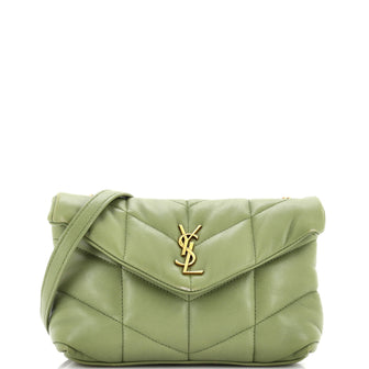 Saint Laurent Loulou Puffer Shoulder Bag Quilted Leather Mini Green 2399711