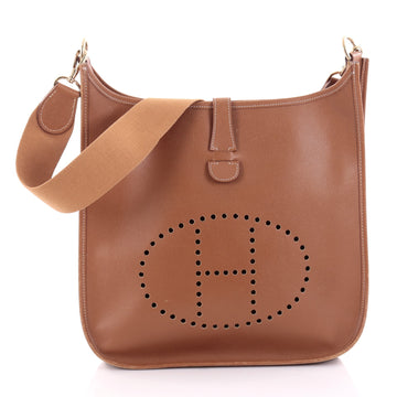Hermes Evelyne Crossbody Gen I Courchevel GM Brown 2400101