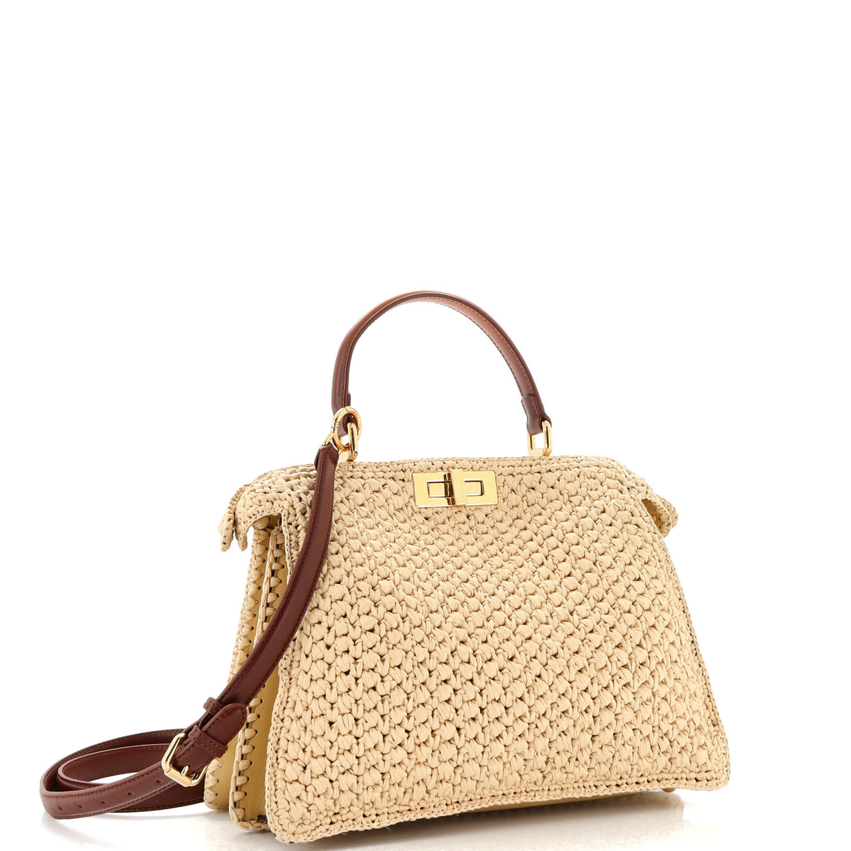 Fendi Peekaboo ISeeU Bag Raffia Medium Neutral 240013126