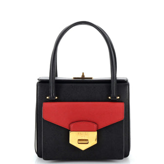 Prada Turnlock Front Pocket  Tote Saffiano Leather Small
