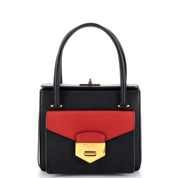 Prada Turnlock Front Pocket  Tote Saffiano Leather Small