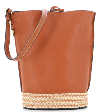 Loewe Gate Bucket Bag Leather with Raffia Medium