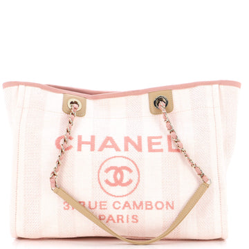 Chanel Deauville Tote Striped Raffia Small