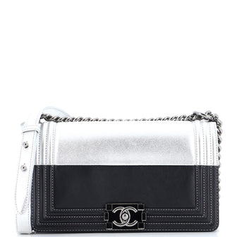 Chanel Bicolor Boy Flap Bag Calfskin Old Medium