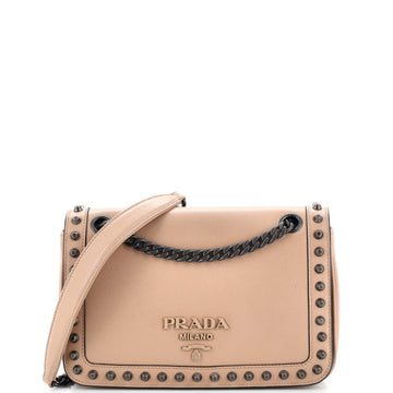Prada Chain Flap Bag Studded Glace Calf Small