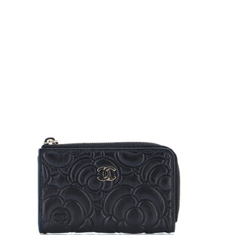 Chanel Key Pouch Camellia Lambskin Black 24001318