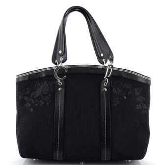 Christian Dior Vintage Tote Embroidered Diorissimo Canvas Large