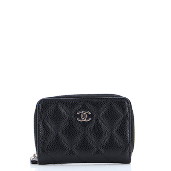 Chanel CC Zip Coin Purse Quilted Caviar Small Black 240013219