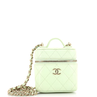 Chanel Handle with Care Vanity Case with Chain Quilted Caviar
