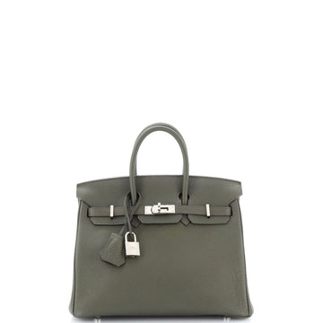 Hermes Birkin Handbag Green Togo with Palladium Hardware 25