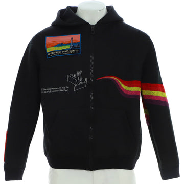 Louis Vuitton Men's Graphic Print Zipped Hoodie Polyester and Cotton Blend