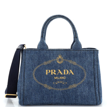 Prada Canapa Convertible Tote Denim Mini