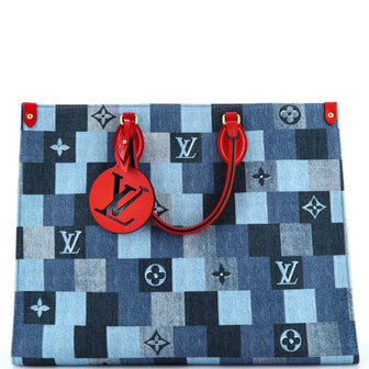 Louis Vuitton Blue Monogram Damier Denim Onthego GM Tote Bag