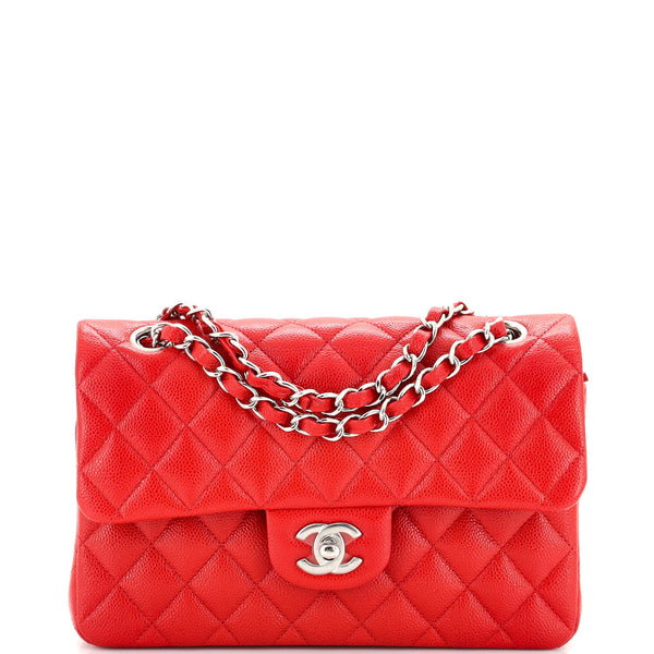 Chanel Classic Double Flap Bag Quilted Caviar Small Red