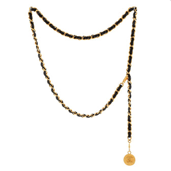 Chanel Vintage Medallion Chain Belt Metal and Leather