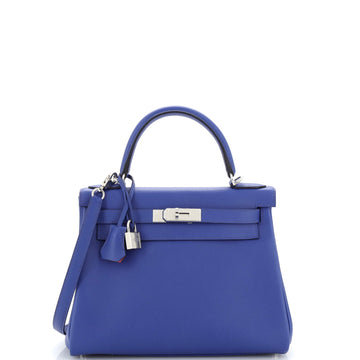 Hermes Kelly Handbag Verso Evercolor with Palladium Hardware 28