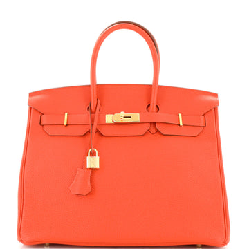 Hermes Birkin Handbag Orange Togo with Gold Hardware 35