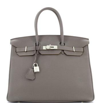 Hermes Birkin Handbag Grey Togo with Palladium Hardware 35