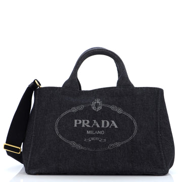 Prada Canapa Convertible Tote Denim Medium