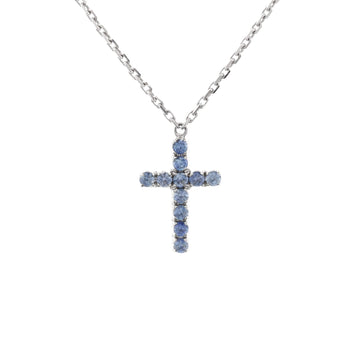 Cartier Cross Pendant Necklace 18K White Gold and Blue Sapphires