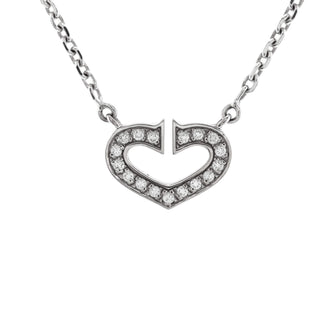 Cartier C Heart de Cartier Pendant Necklace 18K White Gold with Pave Diamonds