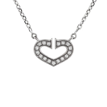 Cartier C Heart de Cartier Pendant Necklace 18K White Gold with Pave Diamonds