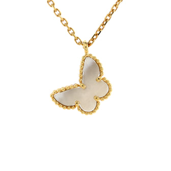 Van Cleef & Arpels Sweet Alhambra Butterfly Pendant Necklace 18K Yellow Gold and Mother of Pearl