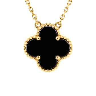 Van Cleef & Arpels Vintage Alhambra Pendant Necklace 18K Yellow Gold and Onyx