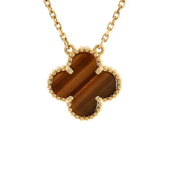 Van Cleef & Arpels Vintage Alhambra Pendant Necklace 18K Yellow Gold and Tiger Eye