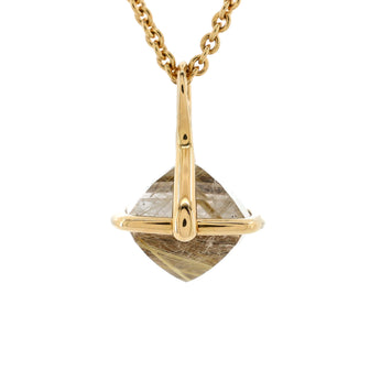 Hermes Color Stone Necklace 18K Yellow Gold and Rutilated Quartz