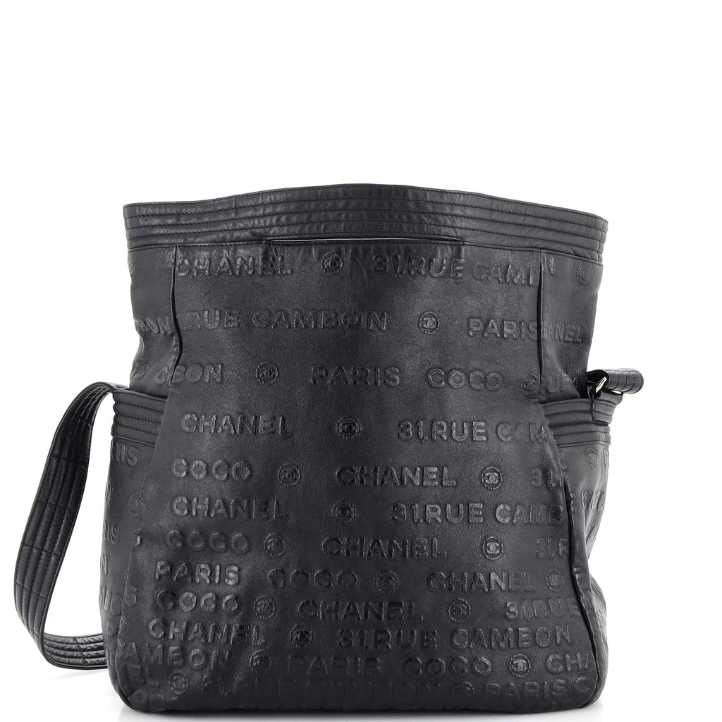 Chanel Unlimited Messenger Bag Embossed Leather Large Black 24001373