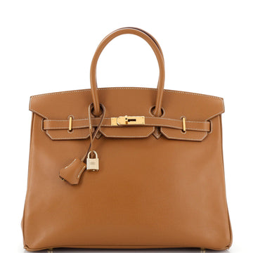 Hermes Birkin Handbag Brown Courchevel with Gold Hardware 35