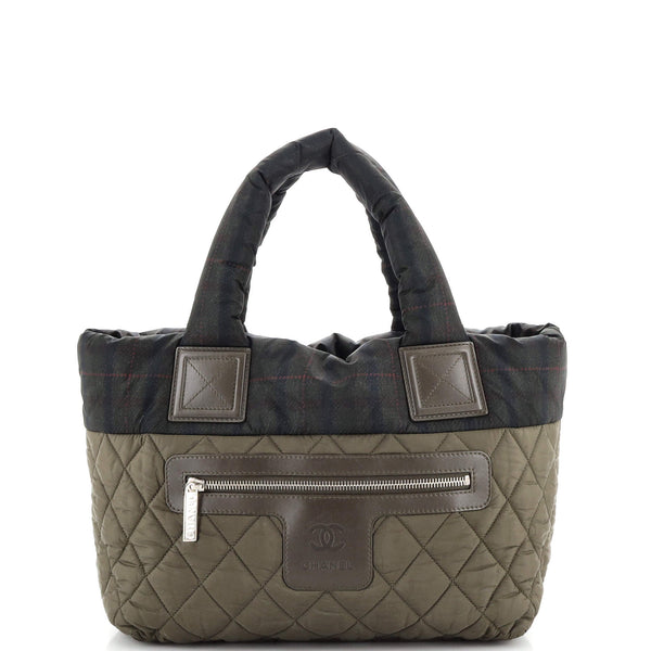 Chanel Coco Cocoon Reversible Tote Quilted Printed Nylon Small Green