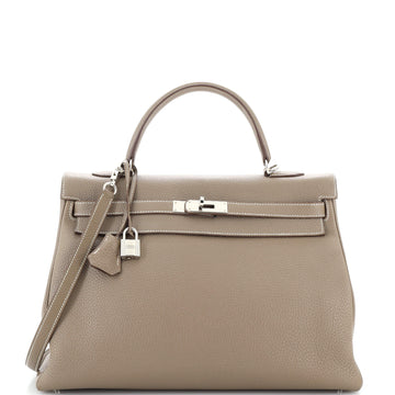 Hermes Kelly Handbag Grey Togo with Palladium Hardware 35