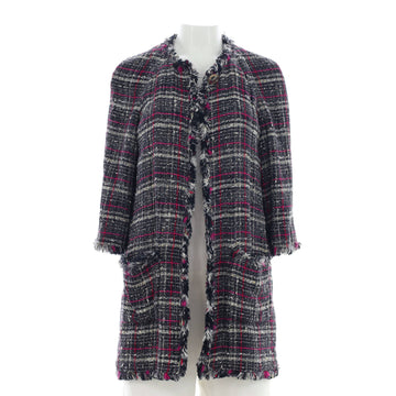 Chanel Women's Button Up Reversible Long Coat Tweed