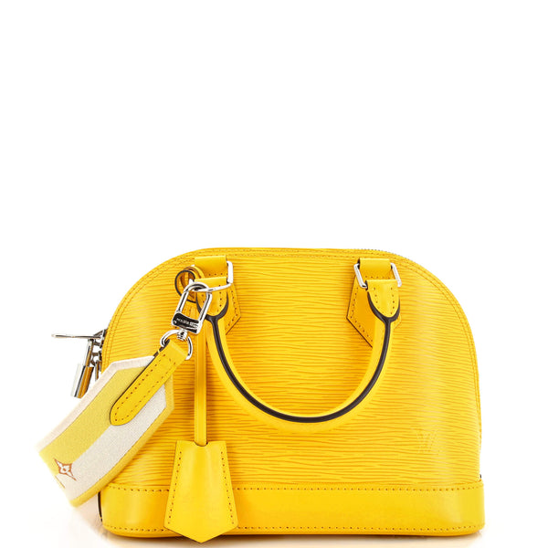 Louis Vuitton Alma Handbag EPI Leather with Logo Jacquard Strap Bb Yellow