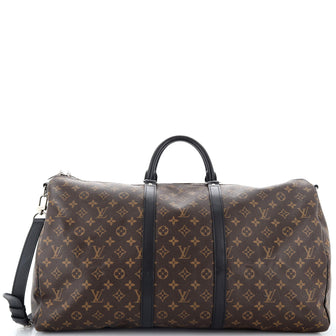 Louis Vuitton 55 Keepall Bandouliere Monogram Macassar Bag 