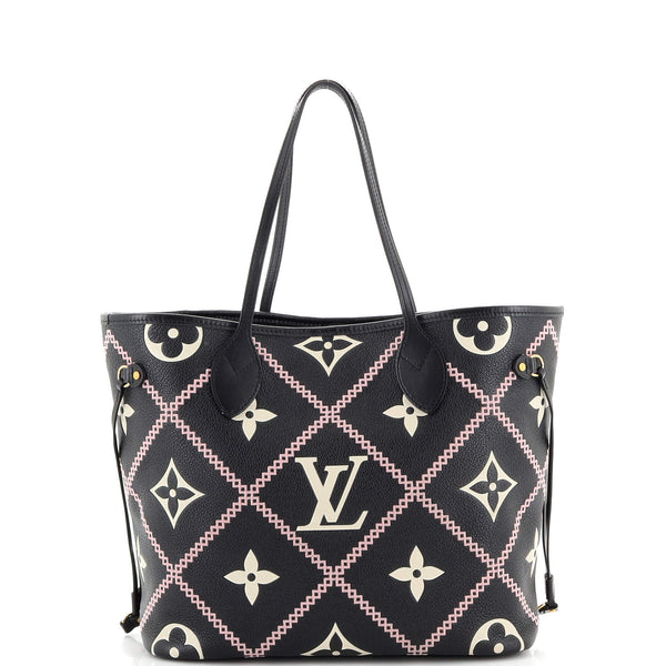 Louis Vuitton Monogram Empreinte Broderies Neverfull w/ Pouch MM
