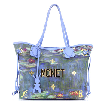Louis Vuitton Neverfull NM Tote Limited Edition Jeff Koons Monet Print Canvas mm Blue