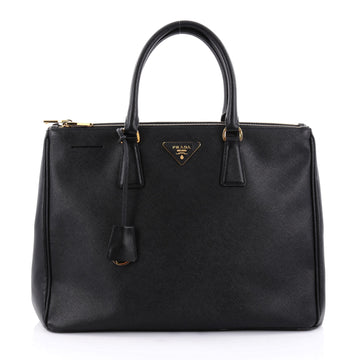Prada Double Zip Lux Tote Saffiano Leather Large Black 2402101