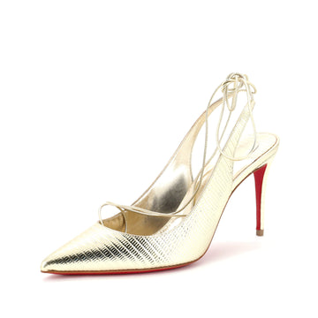 Christian Louboutin Women's Kate Lace Up Pumps Embossed Leather 85