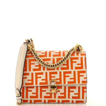 Fendi Kan U Shoulder Bag Zucca Embossed Leather Small